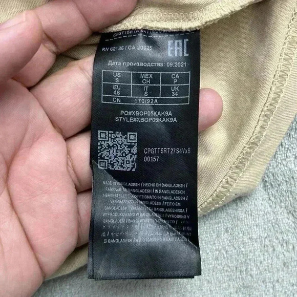 Guess Shirt Mens Small Beige Ronnie Logo Crewneck Tee Casual Cotton Preppy - Picture 7 of 9